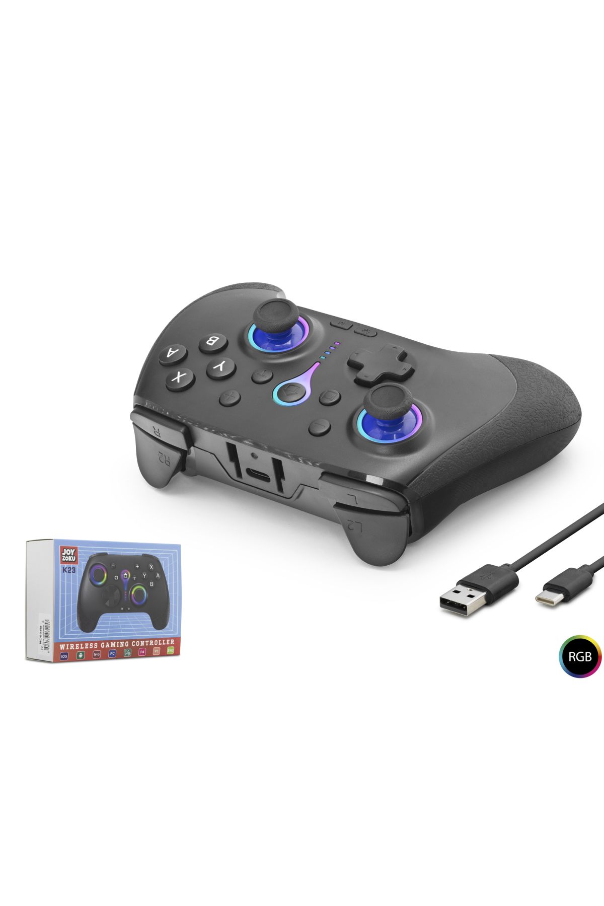 Bluetooth Gamepad Pc Ios Android Switch Ps3 Ps4 Uyumlu Rgb - Siyah ND505B