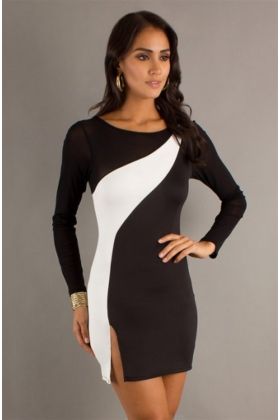 TP100886 Yırtmaçlı Kontra Elbise