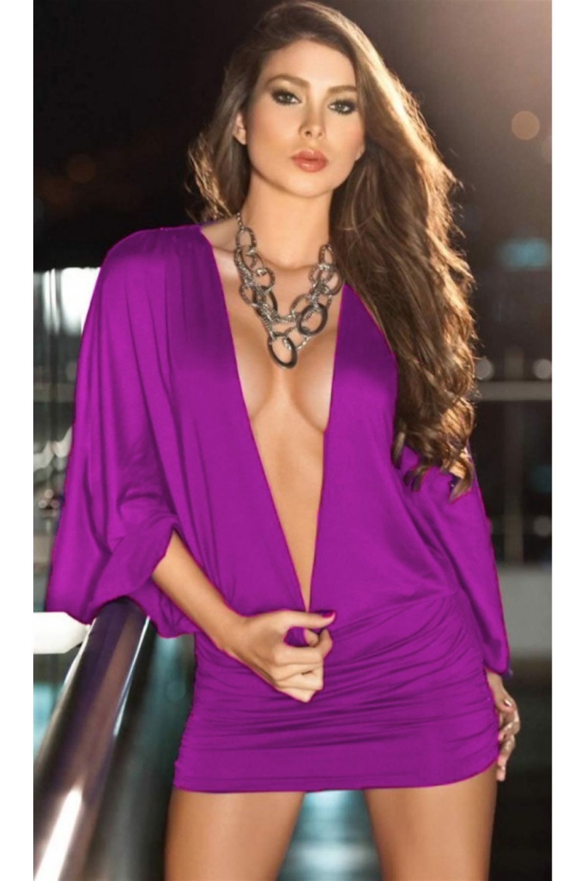 TP100915 Derin Göğüs Dekolteli Elbise