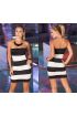 TP101286 Straplez Kalın Çizgili Mini Elbise