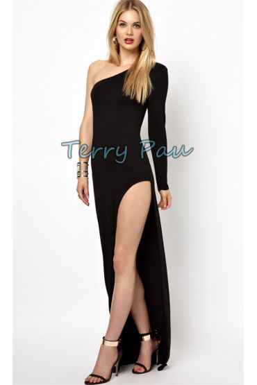 TP101164 Yırtmaçlı Uzun Elbise