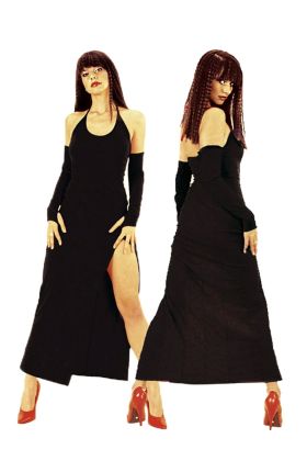 TP101199 Derin Yırtmaçlı Eldivenli Elbise