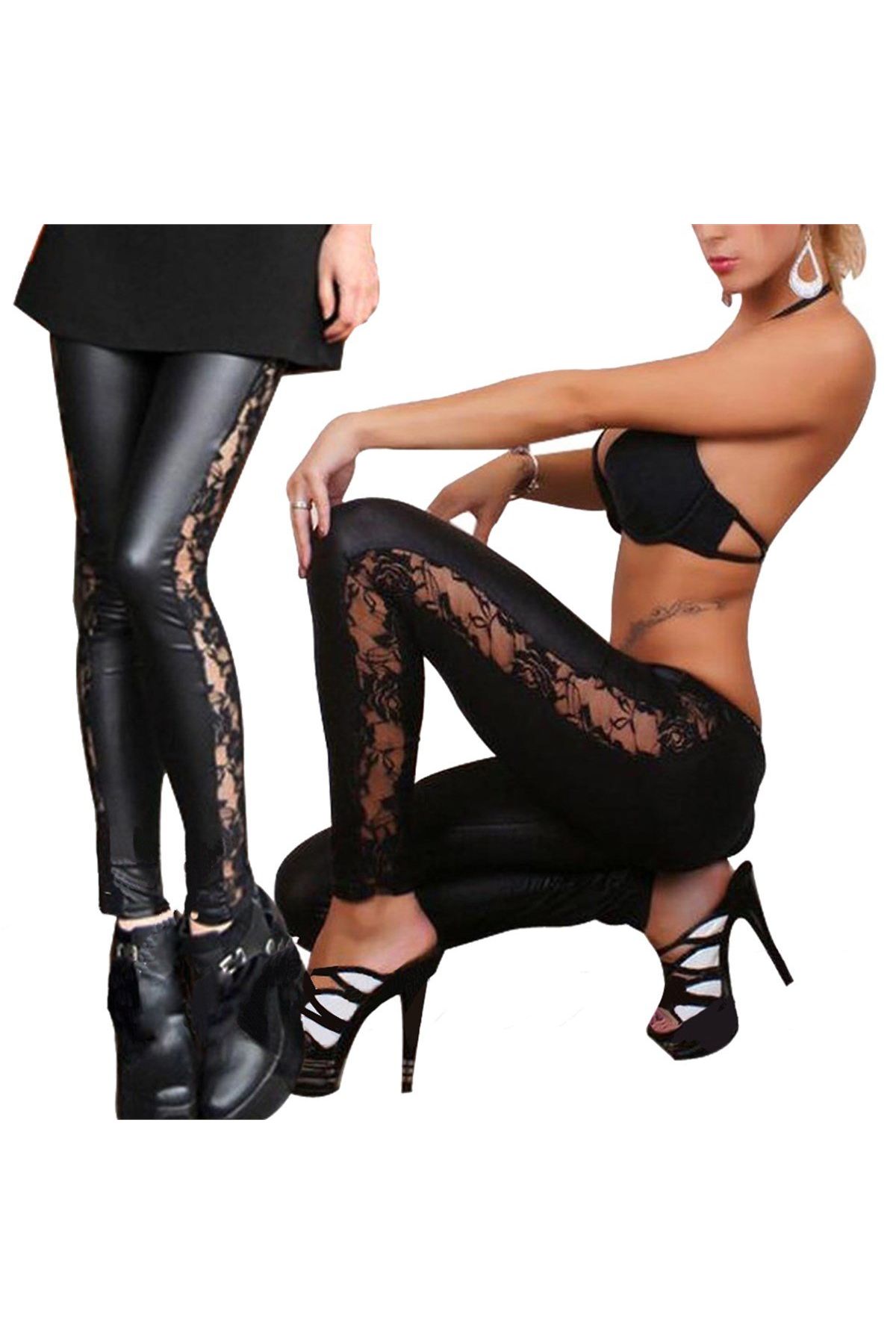 TP101309 Dantel Kenarlı Lame Tayt