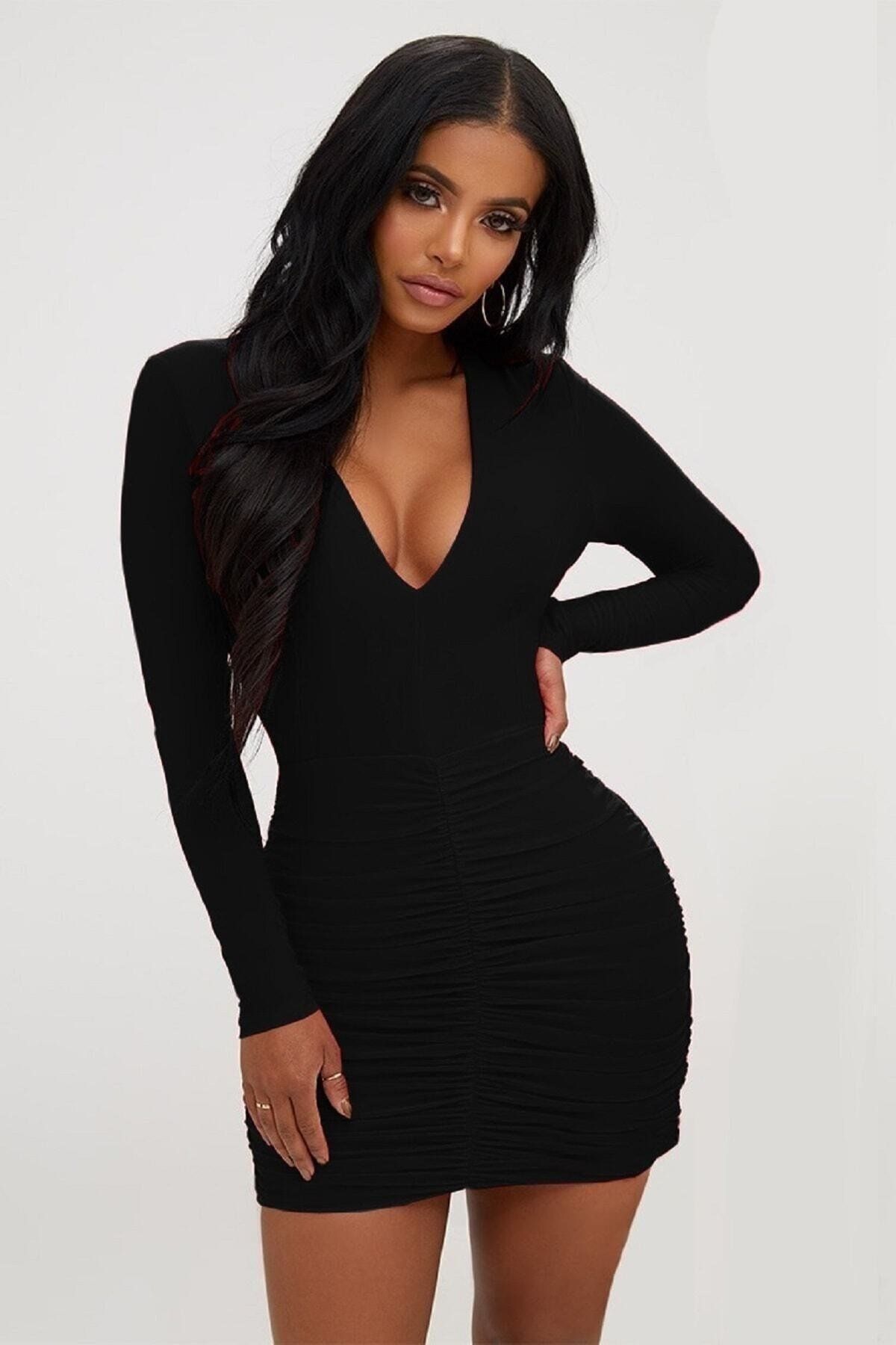 Büzgülü Mini Elbise