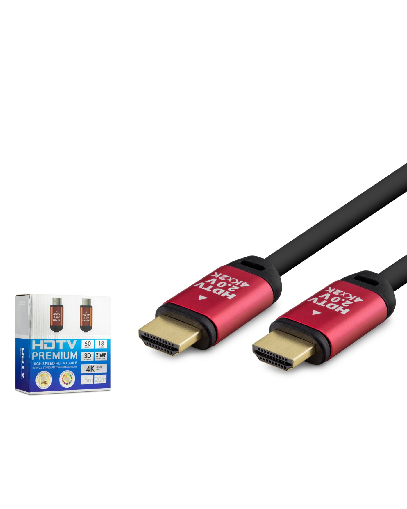 Hdmi 2.0 Kablo 20 M (Od 8.0 Mm) - Siyah Kirmizi HDX2036