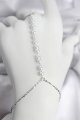 316L Çelik Gümüş Renk Sıralı İncili Model Kadın Şahmeran - TJ-SN743