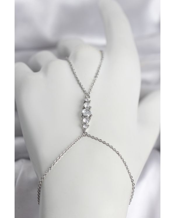 Pirinç Gümüş Renk Zirkon Taşlı Kadın Şahmeran - TJ-SN752