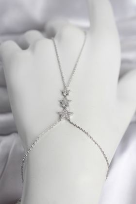 Pirinç Gümüş Renk Sıralı Yıldız Model Kadın Şahmeran - TJ-SN754