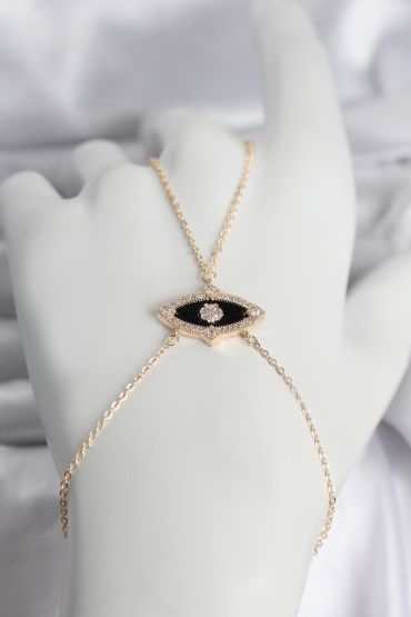 Pirinç Göz Model Gold Renk Zirkon Taşlı Kadın Şahmeran - TJ-SN755