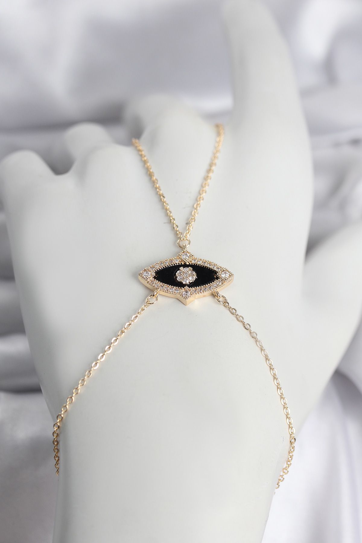 Pirinç Göz Model Gold Renk Zirkon Taşlı Kadın Şahmeran - TJ-SN755