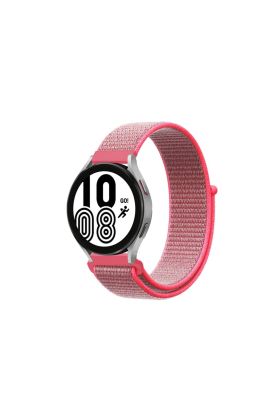  Galaxy Watch 4 Hasırlı Cırtcırtlı Kordon - Pembe