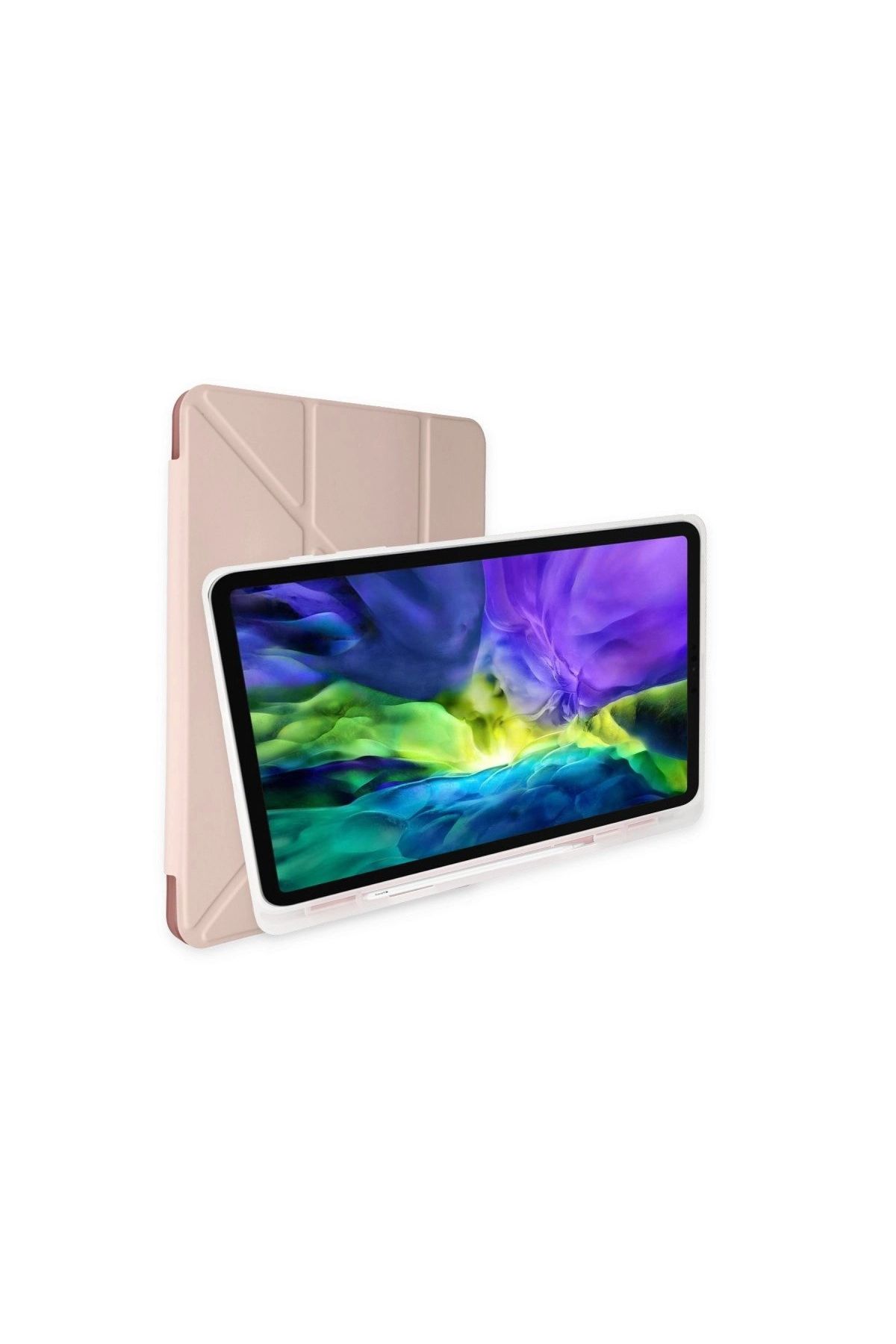 İpad Pro 12.9 (2021) Kılıf Kalemlikli Mars Tablet Kılıfı - Rose Gold