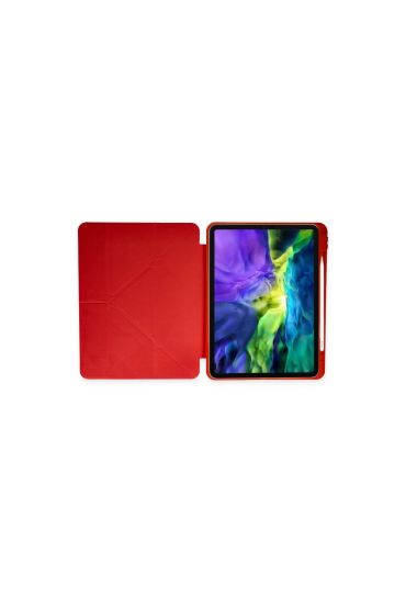 İpad Pro 12.9 (2021) Kılıf Kalemlikli Mars Tablet Kılıfı - Kırmızı