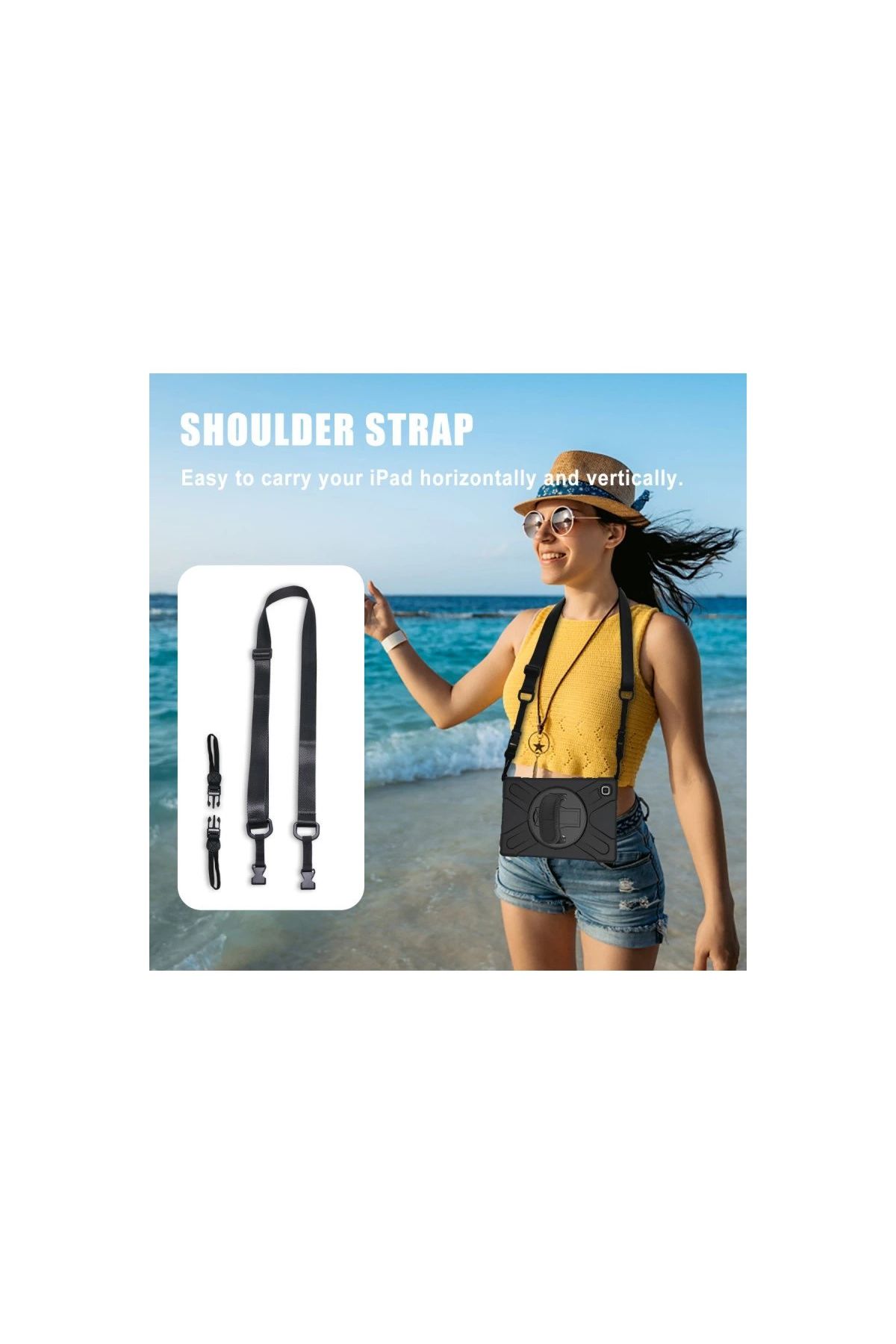  Galaxy T220 Tab A7 Lite 8.7 Kılıf Amazing Tablet Kapak - Siyah