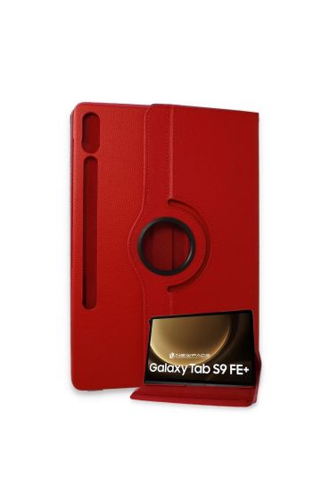  Galaxy X610 Tab S9 Fe Plus 12.4 Kılıf 360 Tablet Deri Kılıf - Kırmızı