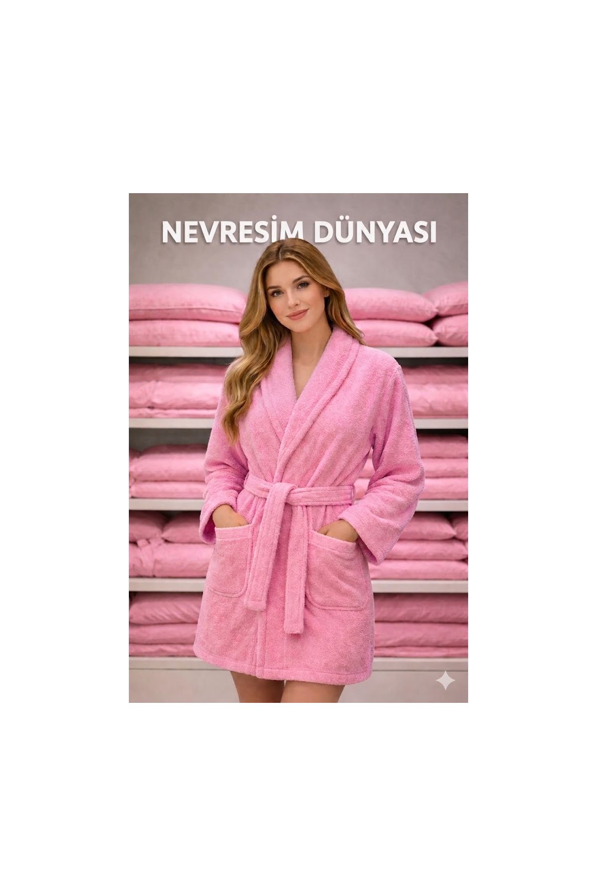 Pamuklu Tek Bornoz Pembe XL-XXL Beden