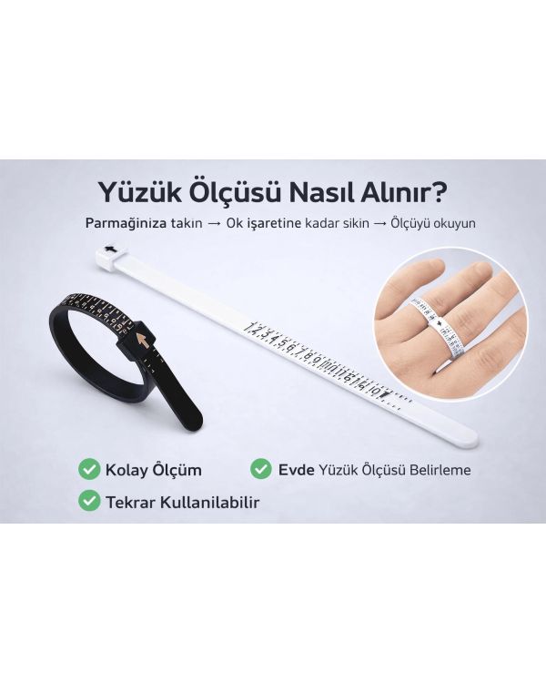 Yüzük Ölçüsü Alma Aleti Parmak Yüzük Ölçer Aparatı Ring Sizer Yüzük Ölçme Ölçü Seti - 2 Adet