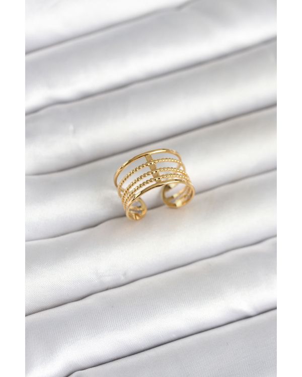 316L Çelik Gold Renk Vintage Model Kadın Yüzük - TJ-BYK4173