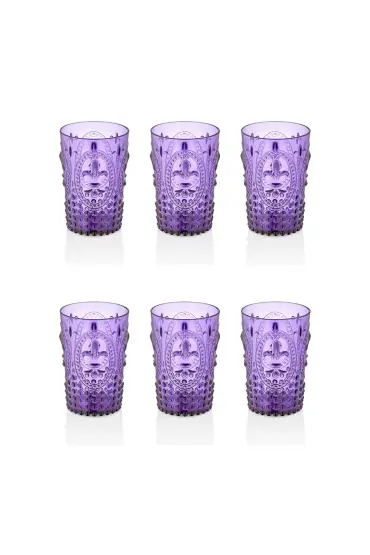 Akrilik Mor 6'lı Kısa Bardak & Su Meşrubat Kahve Yanı Bardağı 400 ml ( Cam Değildir ) - Bardaklar - Cosmedrome