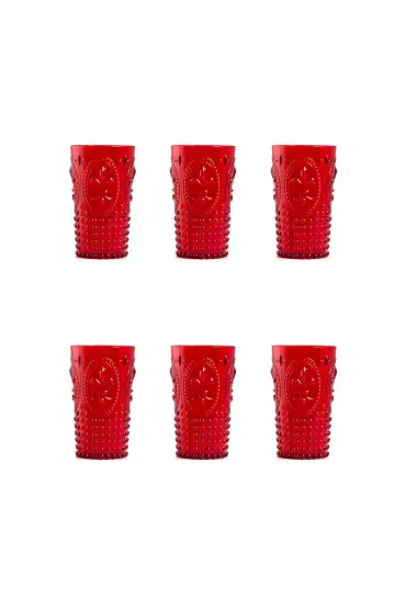 Akrilik Kırmızı 6'lı Uzun Bardak & Su Meşrubat Bardağı 750 ml ( Büyük Boy & Cam Değildir ) - Bardaklar - Cosmedrome