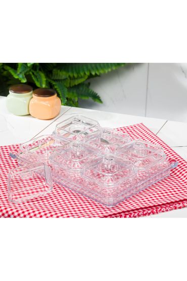 Akrilik Şeffaf 6’lı Kapaklı Kahvaltılık Kahvaltı Seti & Saklama Kabı (Cam Değildir) - 6 Lı Kapaklı Kahvaltılık - Cosmedrome