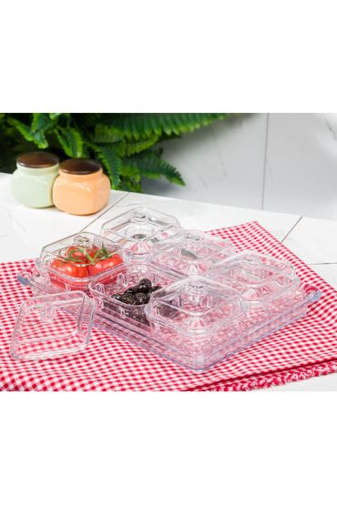 Akrilik Şeffaf 6’lı Kapaklı Kahvaltılık Kahvaltı Seti & Saklama Kabı (Cam Değildir) - 6 Lı Kapaklı Kahvaltılık - Cosmedrome