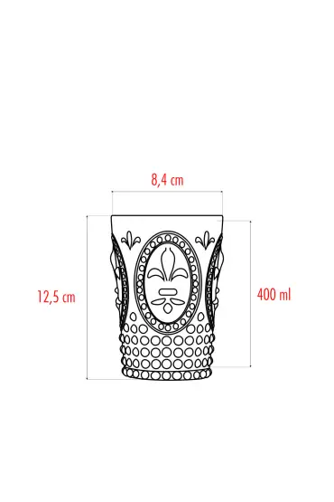 Akrilik Kırmızı 6'lı Kısa Bardak & Su Meşrubat Kahve Yanı Bardağı 400 ml ( Cam Değildir ) - Glasses - Cosmedrome