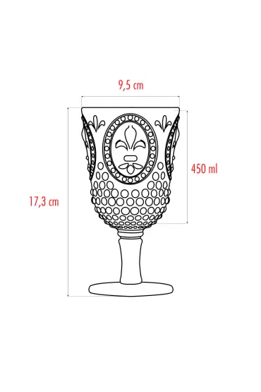 Akrilik Kırmızı 6'lı Kadeh & Su Meşrubat Kahve Yanı Bardağı 450 ml ( Cam Değildir ) - Glasses - Cosmedrome