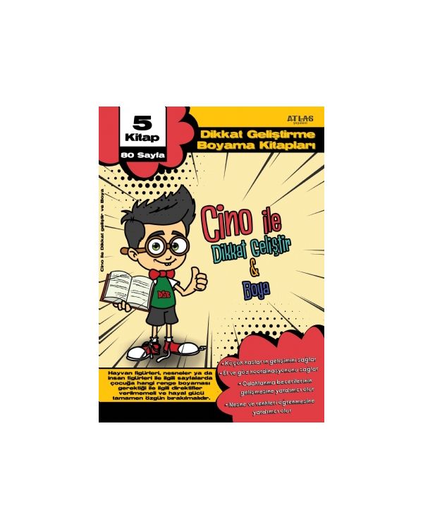 Cino ile Dikkat Geliştir & Boya - 5&39li Set - Çocuk Kitapları - Cosmedrome