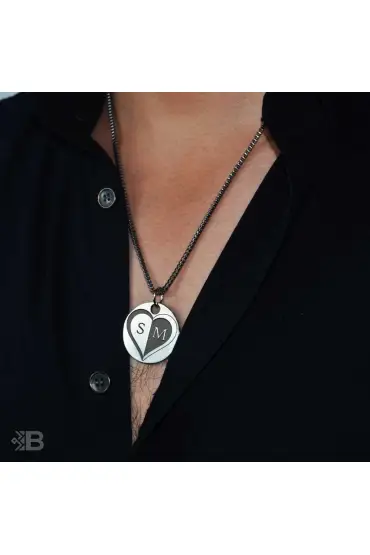 14 Şubat hediyesi Baş Harfli Kalpli Yuvarlak Çelik Kolye - 1110 - Custom Necklaces - Cosmedrome