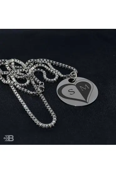 14 Şubat hediyesi Baş Harfli Kalpli Yuvarlak Çelik Kolye - 1110 - Custom Necklaces - Cosmedrome