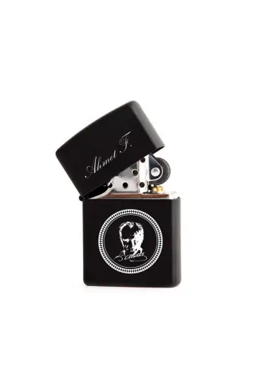 Atatürk İmzalı Zippo Benzinli Siyah Çakmak - Custom Design Lighters - Cosmedrome