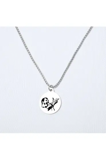 Freddie Mercury Yuvarlak Çelik Kolye - Custom Necklaces - Cosmedrome