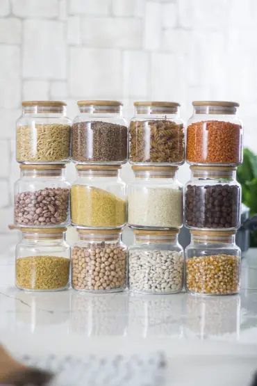 12 Li Set Bambu Kapaklı Cam Kavanoz & Erzak Saklama Kabı 500 ml Küçük  Boy ( Vakum Kapak ) - Jar - Cosmedrome
