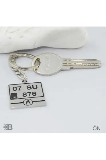 Acura Logolu Plaka Anahtarlık - Kişiye Özel Acura Plaka Kare Çelik Anahtarlık