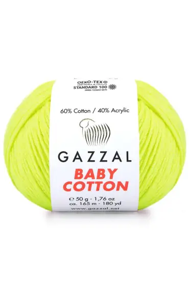 Gazzal Baby Cotton El Örgü İpi Neon Sarı 3462