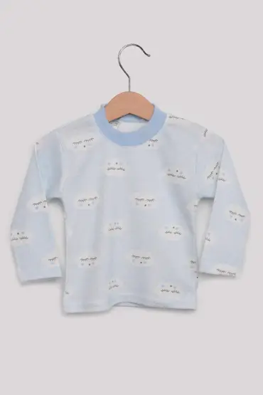 Bulut Desenli Bebek Pijama Takımı | Mavi