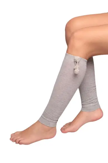 Kadın Ponponlu Tozluk Çorap | Açık Gri