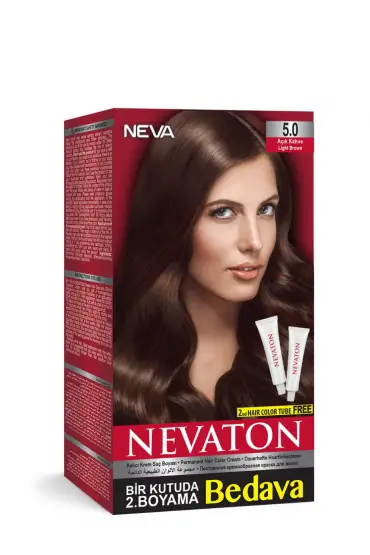 Nevaton Kalıcı Krem Saç Boyası 5.0 Açık Kahve