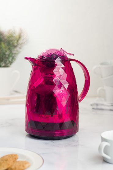 1 Lt Isı Yalıtımlı Çay ve Soğuk Su Termosu Pembe (12 Saat Sıcak Tutar& İçi Camdır)