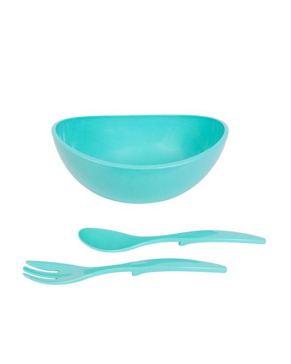 Akrilik Turkuaz Kaşıklı Salata Kasesi & Karıştırma Kabı 