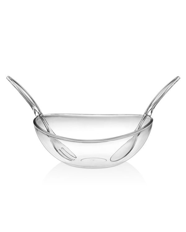 Akrilik Şeffaf Kaşıklı Salata Kasesi & Karıştırma Kabı 