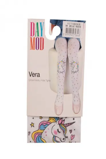 Vera Kız Çocuk Külotlu Çorap | Beyaz