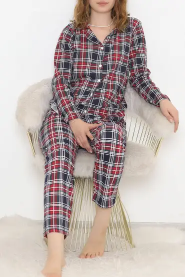 Önü Düğmeli Pijama Takımı Ekoselaci - 150.1287. | Cosmedrome