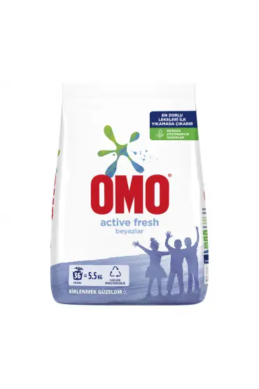 Omo Matik Çamaşır Deterjanı Beyaz-Active Fresh  5,5 Kg