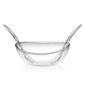Akrilik Şeffaf Kaşıklı Salata Kasesi & Karıştırma Kabı 