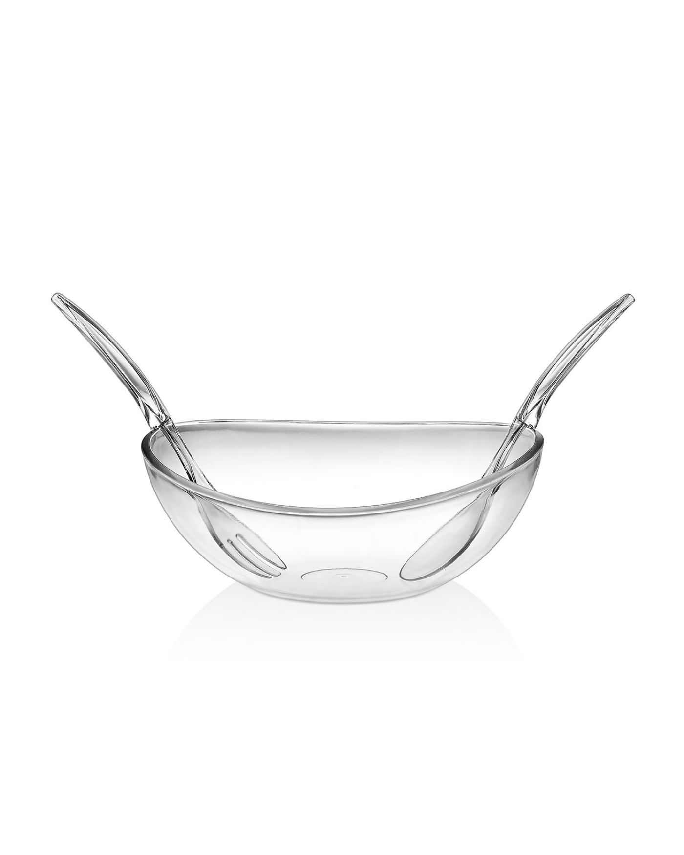 Akrilik Şeffaf Kaşıklı Salata Kasesi & Karıştırma Kabı 