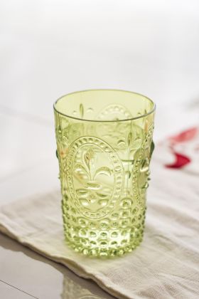 Akrilik Yeşil Tekli Kısa Bardak & Su Meşrubat Kahve Yanı Bardağı 400 ml ( Cam Değildir )