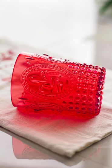 Akrilik Kırmızı 6'lı Kısa Bardak & Su Meşrubat Kahve Yanı Bardağı 400 ml ( Cam Değildir )