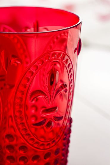 Akrilik Kırmızı 6'lı Kısa Bardak & Su Meşrubat Kahve Yanı Bardağı 400 ml ( Cam Değildir )